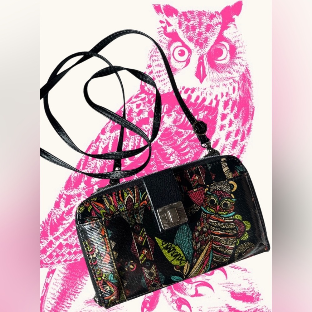 Sakroots Artist Circle Zip Around Wallet/Crossbody in Neon Spirit Desert